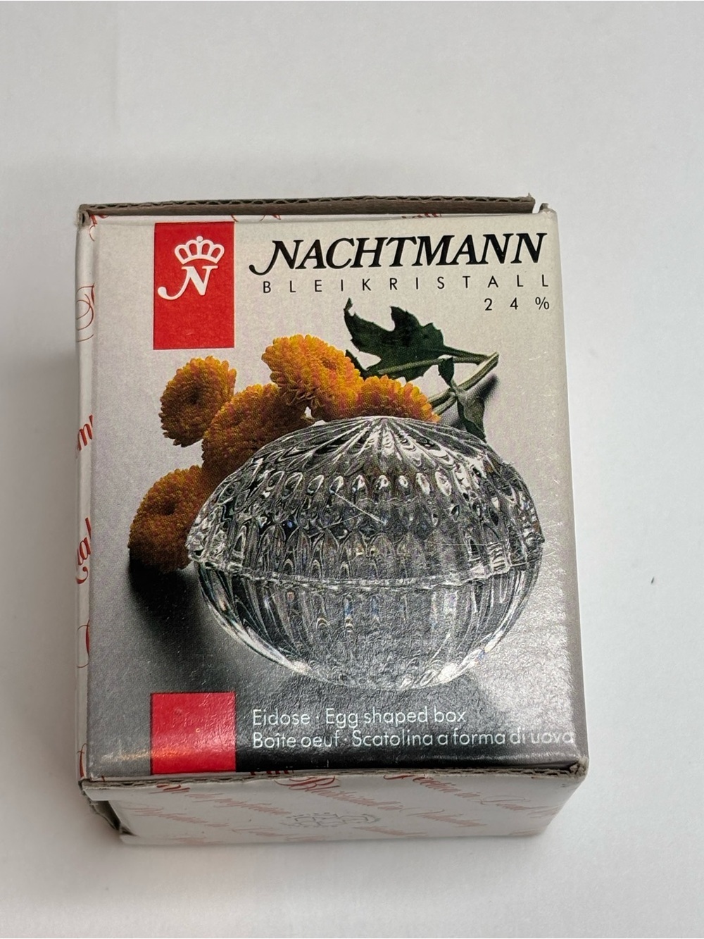 Nachtmann Bleikristall Lead Crystal Egg Shaped Trinket Box - New In Box -Germany